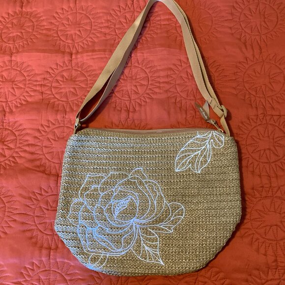 Vera Bradley Handbags - Vera Bradley straw-style purse with white flowers